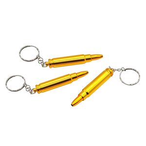 Forma di proiettile Metallo Snuff Snorter Sniffer Pipa Tubi di tabacco Distributore di sigarette Mini Sniff Tubo di metallo Nasale Bottiglia in lega di alluminio Razzo Cucchiaio 72MM Portachiavi DHL