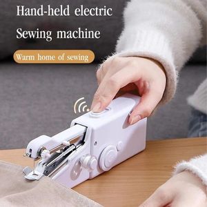 Maskiner mini handhållen sömmaskin elektrisk symaskin hushållsöm klädsömtågsarbete Set Portable Manual Symaskin