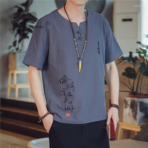 民族衣類着物日本人男性がプリントされた短袖のTシャツ刺繍服