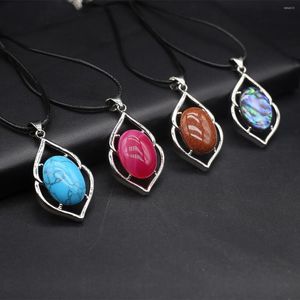 Pendant Necklaces Charming Natural Shell Metal Alloy Turquoise Crystal Round Used For Jewelry Making Supplies DIY Necklace Accessories