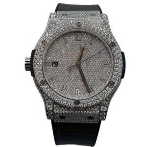 ساعة Wristwatches فاخرة مخصصة بلينغ الساعات خارج الذهب الأبيض مطلي Moiss Anite Diamond Watchess 5A تكرار جودة عالية QPBH 7J2O