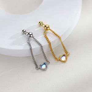 Colorful Gradual Love Moonlight Stone Ring Pulling Style Naked Chain Moonlight Stone Heart shaped Index Finger Ring