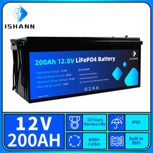 Grad A 12V 200AH LIFEPO4 Batteripaket 2560Wh Inbyggd BMS 12.8V Uppladdningsbara batterier för EV RV Golf Cart House Trolling Motor