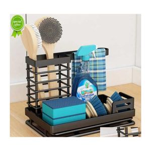 Suportes de armazenamento prateleira pia de cozinha organizador de metal caddy sponge sponger soop shop drening rack rack rack de pano de louça escova secando dh7tc