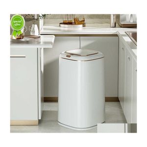 Waste Bins 40L Smart Sensor Trash Can Large Capacity Induction Bin Electric Touchless Wastebasket For Kitchen Bathroom With Lid Drop Dho9M