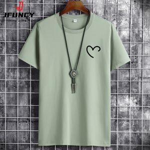 Camisetas masculinas jfuncy de grande tamanho de verão camiseta de algodão masculina Camiseta casual camiseta simples amor tsshirt de jarga o-pescoço