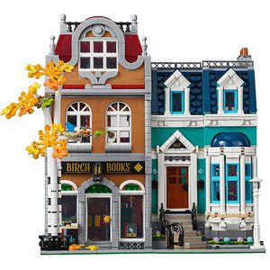 Mini Figürlerle Bloklar Kitapçı Oyuncak Kitapçı Mimarlığı Şehir Streetview Binası Tuğlalar Noel Hediyesi Uyumlu 10270 230504