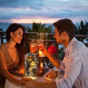 Nachtlichter Enchanted Rose LED-Licht Valentinstagsgeschenk mit Glaskuppel für Überraschung