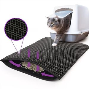 Matten Wasserdichte Haustier-Katzenstreu-Matte, EVA-Doppelschicht-Katzenstreu-Pad, das Haustier-Katzenstreu-Box-Matte einfängt, sauberes Pad-Produkt für Katzen-Zubehör