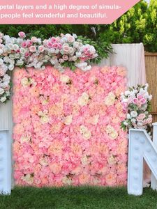 Decorative Flowers Artificial Rose Flower Wall Panels With Hydrangea Peony For Home Party Activities Baby Shower Background Wedding