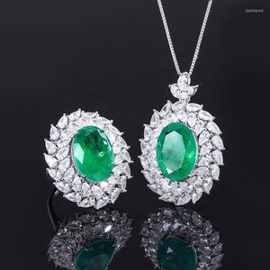 Chains Genuine Real Jewels S925 Silver Tiktok Imitation Wooden Grandmother Green Wind Inlay Suit Main Stone 12 16 High Q