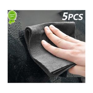 Cleaning Cloths 5Pcs Thickened Magic Cloth No Trace Clean Wipe Microfiber Absorbent Dish Tableware Rag For Kitchen Bathroom Car Drop Dhdy0