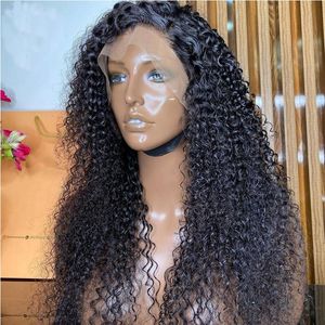 Synthetic Wigs 26Inch 180%Density Long Kinky Curly Lace Front Wig For Women With Preplucked Heat Resistant Fiber Hair Daily Wear