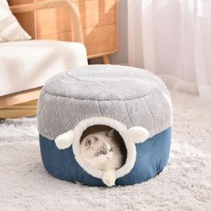 Burar Collapsible Fleece Cute Pet Supplies Puppy Kitten Nest Kennel Winter Warm Soft Sleeping Bed Cushion House For Small Dog Cat