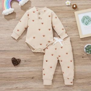 Completi di abbigliamento Jlong 2 pezzi Born Baby Moon Sun Print Set Ragazzi e ragazze Tuta sportiva 0-18M Pantaloni lunghi a maniche lunghe per neonato