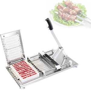 LEWIAO Manual Barbecue Kebab Skewer Machine Stainless Steel Meat Lamb Skewer Machine Barbecue Kebab Piercer Meat String Machine