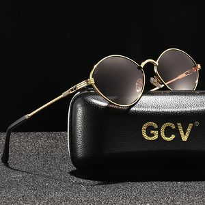 Óculos de sol GCV Brand Cat Eye Alloy Men Wome Sunglasses Polarizado UV400 Visão Noturna Visão VINTAGE Retro punk unisex 230504