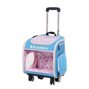 Carrinho de transporte para animais de estimação, bolsa para gatos, filhotes, carrinho com rodas, mochila para transporte de cães, mala de viagem, gaiola espacial