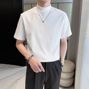 メンズTシャツ7colorsソリッドタートルネック半袖Tシャツ男性衣類