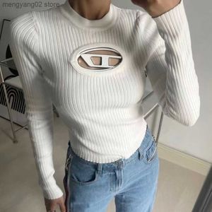 Tanques femininos Camis 2022 Winter Tops T-shirt Fashion Ladies Pit Stripes Sweater Short Sweater feminino fino de malha de fundo fino Tide Ins T230504