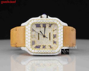 Armbandsur Luxury Custom Bling Iced Out Watches White Gold Plated Moiss Anite Diamond Watchess 5a High Quality Replication Mechanical GU9B C1OB