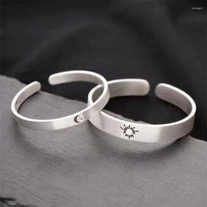 Bangle Sole Memory Creative Simple Sun Moon Couple Gift Braccialetti ridimensionabili femminili color argento SBR279