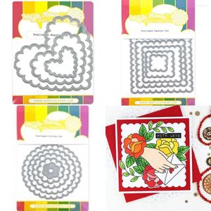 Gift Wrap Love Square Circle 2023 Metal Cutting Dies Scrapbook Embossed Paper Card Craft Template DIY Handmade