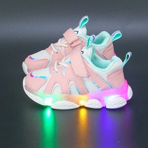 Athletic Outdoor Size 21-30 Kids LED Sneaker Boys Shoes USB Laddar Barnskor med lysande lysande flickor Glödande sneakers Skolskor AA230503