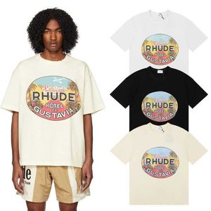 Designer Rhude T shirt for sale 2023SS High Street Fashion RHUDE Hotel De Gustavia Short Sleeve T shirt for Men