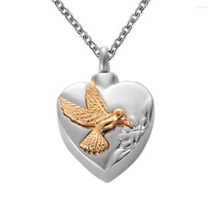 Pendant Necklaces Drop Stainless Steel Heart Urn For Ashes Hummingbird Necklace Animal Cremation Memory Jewelry