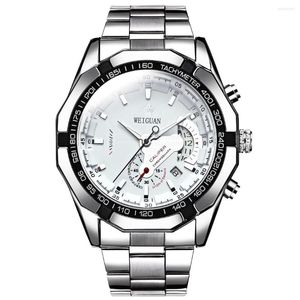 Relógios de pulso luxuoso aço inoxidável calendário quartzo wristwatch Big Dial Dial Movimento automático Mens relógios luminosos relógio não mecânico