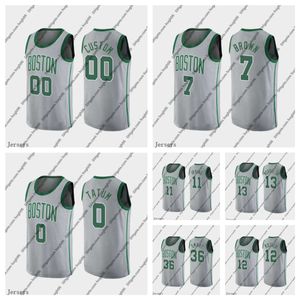 Boston''Celtics''Men Jersey 7 Brown 0 Tatum 11 Kanter 13 Morris Sr. 36 Smart 12 Rozier Custom Jaylen Jayson Enes Terry Gray City''NBA''Basketball Jerseys