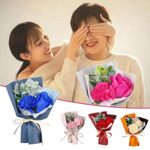 Decorative Flowers Fake Bouquet Romantic Touch Carnation Rose Weather-resistant Long Lasting Simulation Party Accessory