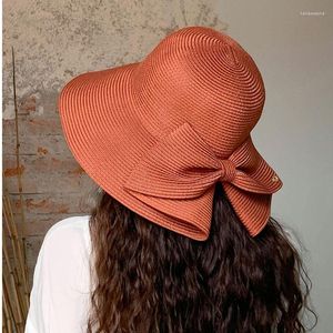 Wide Brim Hats Women Foldable Big Floppy Girls Straw Sun Hat With Bowknot Elegant Protection Shading Fashion Beach Caps Bonnet