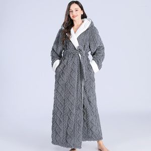 Indumenti da notte da donna Donna Coral Fleece Kimono Robe Abbigliamento per la casa Autunno Inverno Camicia da notte Accappatoio con cappuccio Abito Flanella Homewear