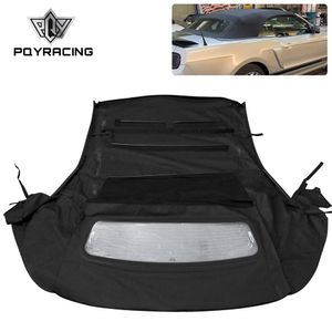 Top macia conversível para 05-14 Ford Mustang Cobra GT500 Janela de vidro aquecida com pano de vela preto costuras seladas seladas PQY-ROF100BK