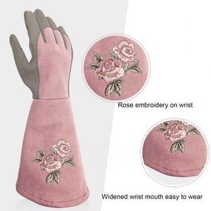 Cleaning Gloves Long Rose Pruning Garden Anti scratch Faux Leather Protective Fruit picking Shrub Trimming Hand Protector 230504