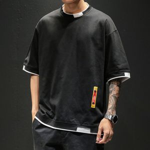 T-shirt da uomo T-shirt da uomo estiva T-shirt manica corta patchwork moda Uomo Cotone oversize Casual O Collo Streetwear Hip Hop Top Tees 230503