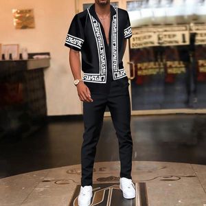 Mens Tracksuits Summer Hawaii Beach Printed Two Piece Sets Fashion Casual Short Sleeve Shirts And Trousers Party Outfits S3XL 230504