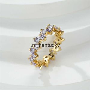 Anelli a fascia Anello di fidanzamento con zirconi quadrati piccoli Pietra viola chiaro femminile vintage in anello Fedi nuziali con zirconi color oro per regali da donna