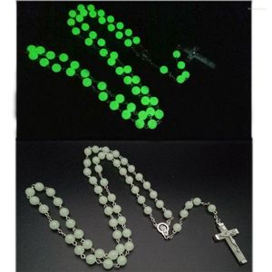 Pendant Necklaces BY10 Iuminous Plastic Beads Rosary 8MM Necklace Christianity Catholicism The Orthodox Middle East And Arabia JesusCross