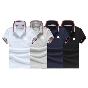 Designer mens camisetas negócio básico monclair clássico polo camisa moda frança marca verão homens camisas bordadas braçadeiras carta emblemas mens polo camisa