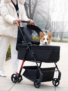 Träger Leichter Hundewagen, zusammenklappbar, abnehmbarer Haustier-Kinderwagen für kleine Hunde und Katzen, Katzenwagen, Tragkraft: 20 kg