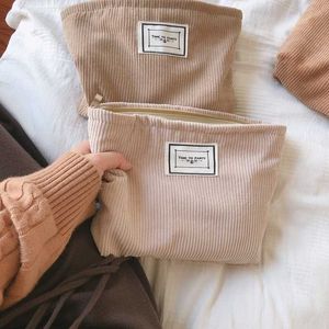 Cosmetic Bags Cases 1 Pc Soft Corduroy Makeup Bag for Women Large Solid Color Cosmetic Bag Travel Makeup Storage Organizer Girl Beauty Case Z0504