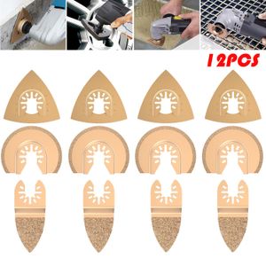 Zaagbladen 12/8/6/5PCS Carbide Oscillating Saw Blades Triangle Rasp Saw Tool For Rough Sanding Fillers Tile Ceramics Multitool Saw Blade