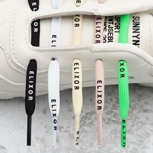 5 färger trycker Elixor Letter Shoelaces 0,7 cm bred högkvalitativ polyester Casual Sports spetsar gratis förpackningssko tillbehör