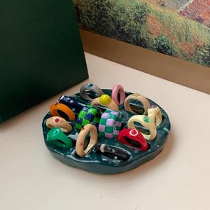 Rings Korean Handmade Ring Holder Jewelry Storage Desktop Home Decorative Disk Ring Slot Storage Ceramics Tray Photography Props