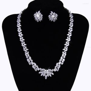Necklace Earrings Set 2023 Wedding Jewelry Bridal Flower Stud Earring Crystal Choker Statement Bridesmaid Sets AS084