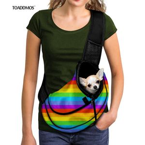 Bags Rainbow Color Flag Printed Fashion Travel Portable Mesh Breathable Messenger Shoulder Bags Backpack Carrier Outdoor Accessories