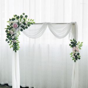 Dekorativa blommor Simulering Rosedekorationer Eukalyptus Arch Flower Outdoor Wedding Stage Corner Bakgrund Layout Ornament